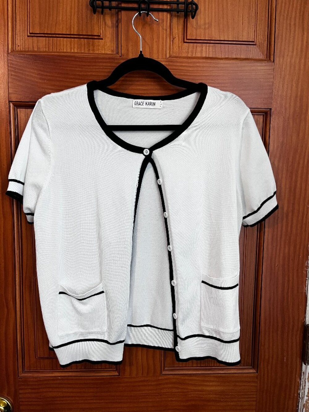GRACE KARIN Women's Short Sleeve Contrast Button Down Cardigan